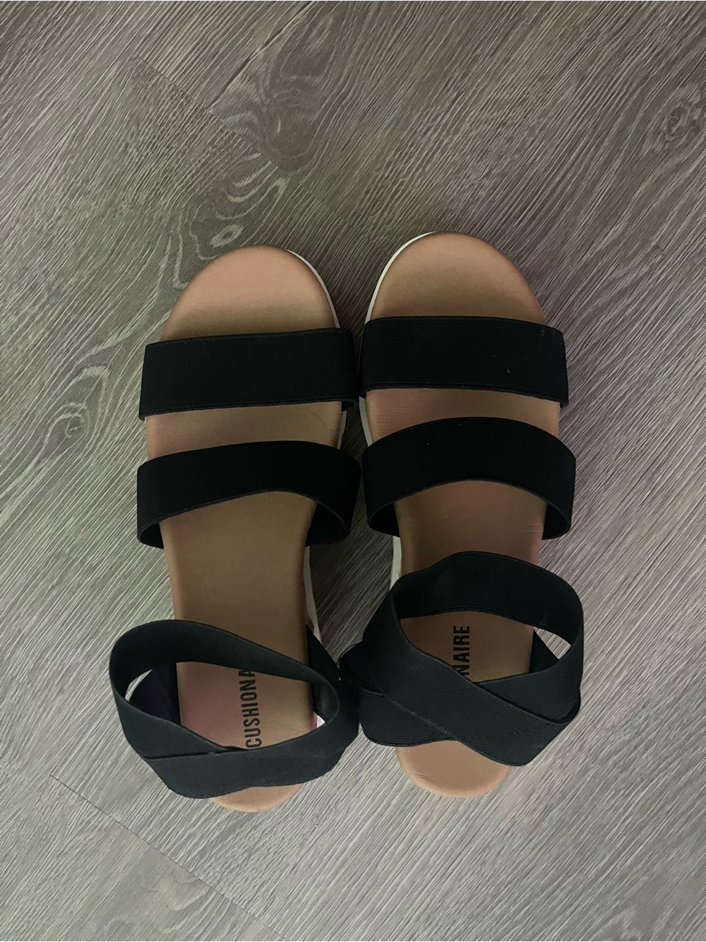 Women's Black Elastic Strap Sandals - Cushioned Comfort